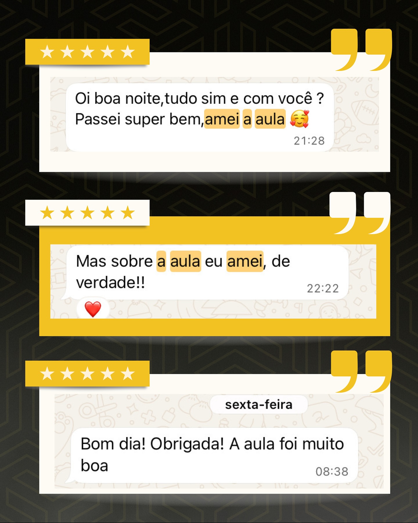 Mensagens reais de alunas sobre a experiência nas aulas do Tamiris Kato Fight